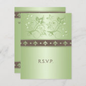 Mocha en Mint Bloemen Antwoordkaart RSVP Kaartje (Voorkant / Achterkant)