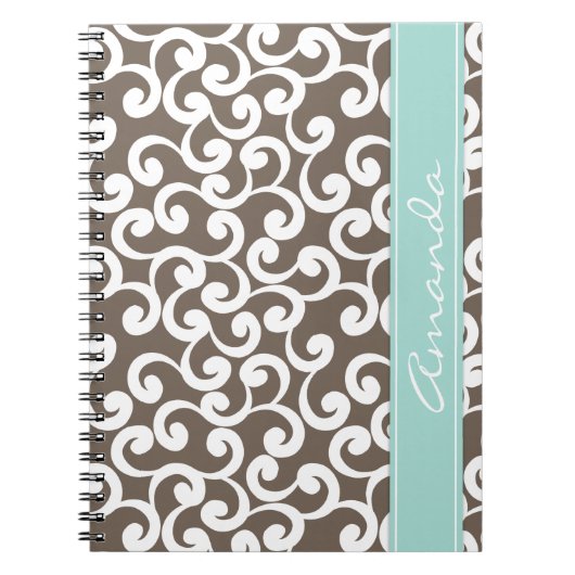 Mocha en Mint Monogram Elementenprint Notitieboek (Voorkant)
