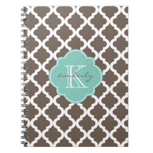 Mocha en Mint Moroccan Quatrefoil Print Notitieboek