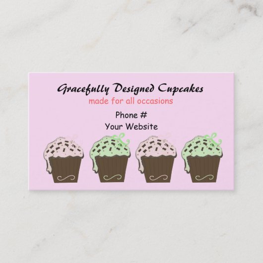 Mocha- en Munt Cupcakes Visitekaartje (Voorkant)