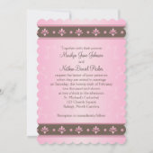 Mocha en Pink Floral Monogrammed Invitation Kaart (Achterkant)