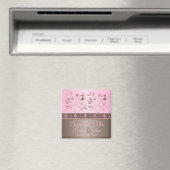 Mocha en Pink Floral Wedding Favor Magnet (Insitu (Vaatwasser))