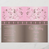 Mocha en Pink Floral Wedding Programme (Voorkant)