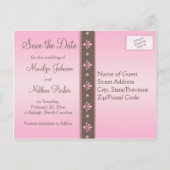 Mocha en Roze Bloemen Save the Date Briefkaart (Achterkant)