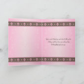 Mocha en Roze Bloemige Bedankkaart (Binnen)