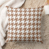 Mocha en Witte Houndstooth Naadloos Patroon Kussen (Deken)
