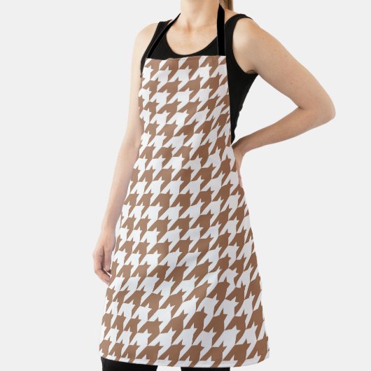 Mocha en Witte Houndstooth Naadloos Patroon Schort (Insitu)