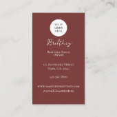 Mocha En Witte Script Logo QR Code Foto Make-up Visitekaartje (Achterkant)