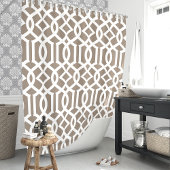 Mocha en Witte Trellis Douchegordijn