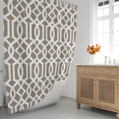Mocha en Witte Trellis Douchegordijn
