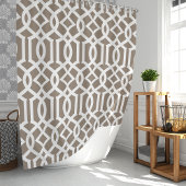 Mocha en Witte Trellis Douchegordijn