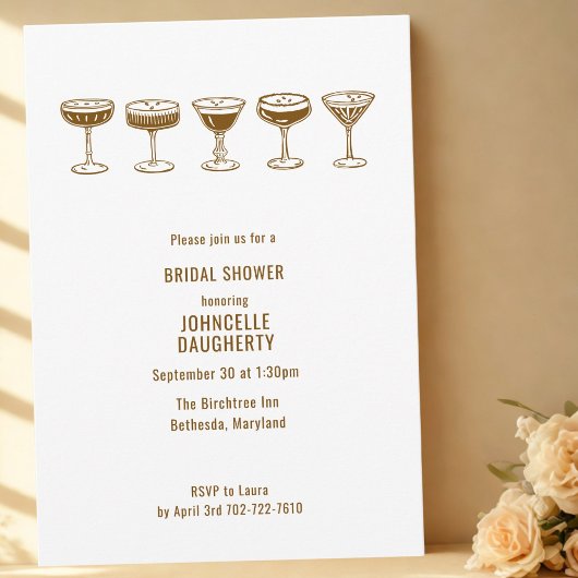 Mocha Espresso Martini Bachelorette met QR-code Kaart