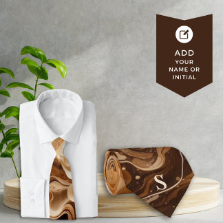 Mocha Espresso Rippled Signature Necktie Monogram Stropdas