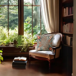 Mocha Floral Bible Verse  Kussen