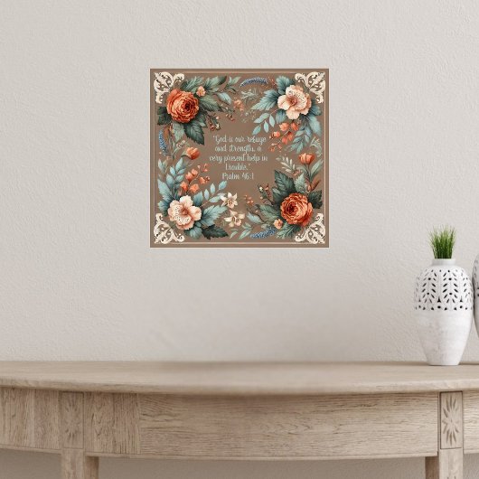 Mocha Floral Bible Verse  Poster