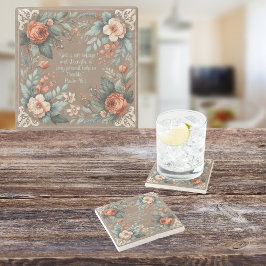 Mocha Floral Bible Verse  Stenen Onderzetter