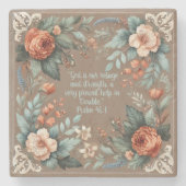 Mocha Floral Bible Verse Stenen Onderzetter (Voorkant)