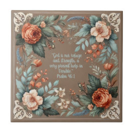 Mocha Floral Bible Verse  Tegeltje