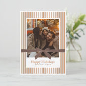 Mocha Fluwelen Strik Foto Kerstkaart (Staand voorkant)