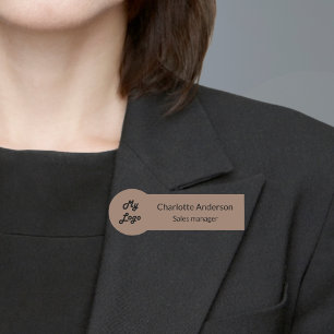 Mocha gedempt bruin bedrijf logo medewerker naamplaatje
