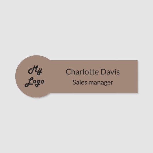 Mocha gedempt bruin bedrijf logo werknemer magneti naamplaatje (Voorkant)