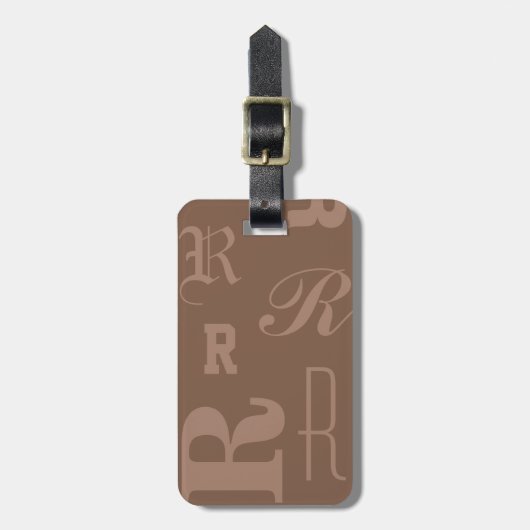 Mocha Gepersonaliseerd Monogram, Typografie Initia Bagagelabel (Voorkant verticaal)