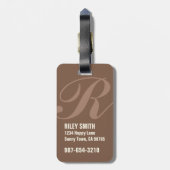 Mocha Gepersonaliseerd Monogram, Typografie Initia Bagagelabel (Achterkant verticaal)