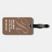 Mocha Gepersonaliseerd Monogram, Typografie Initia Bagagelabel (Achterkant horizontaal)