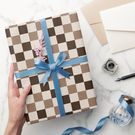 Mocha Geruite Charme Cadeaupapier (Geschenken)