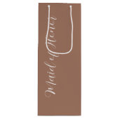 Mocha gestileerd script Maid of Honor Wijn Cadeautas (Voorkant)