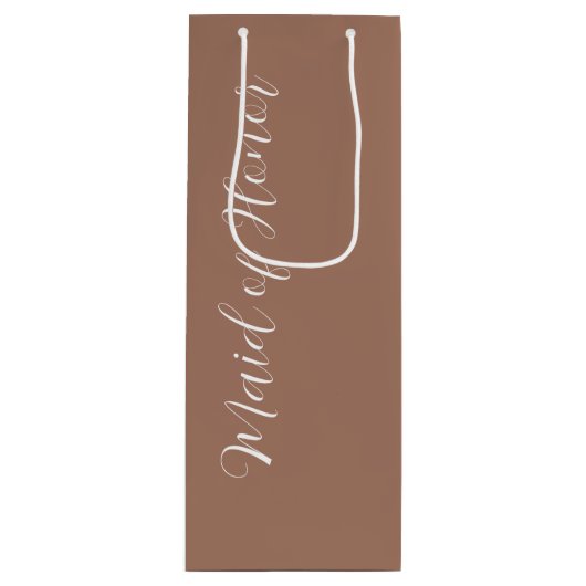 Mocha gestileerd script Maid of Honor Wijn Cadeautas (Voorkant)