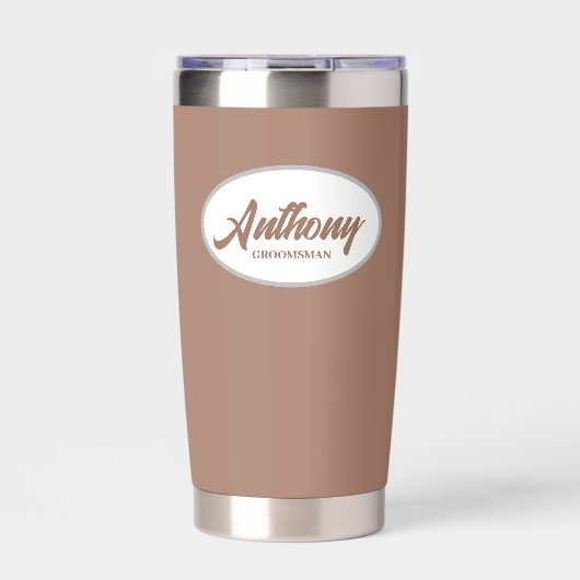 Mocha gestileerde bruiloftsbruidsjonker geïsoleerde drinkbeker (Voorkant)