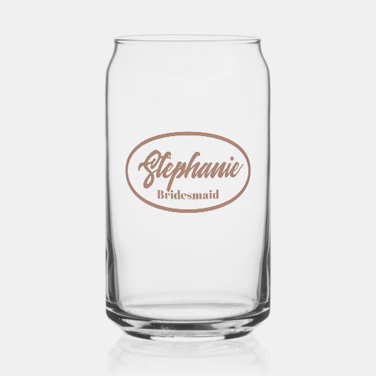 Mocha gestileerde naam bruiloft bruidsmeisje glas (Voorkant)