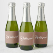 Mocha gestileerde script bruidsmeisje sparkling wijnetiket (Flessen)