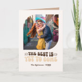 Mocha Glow Champagne Retro New Year Photo Feestdagen Kaart (Voorkant)