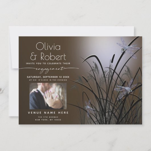 Mocha Glow Verloving Moonlight Dragonfly Kaart (Voorkant)