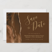 Mocha Gold Agate Brown Save the Date Card Kaart (Voorkant)