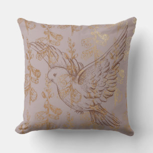 Mocha Gold Elegant Duif Bloemen Kussen