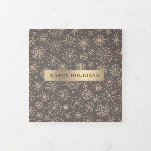 Mocha Gold Holiday Multi Photo Tri Fold Card Drieluik Aankondiging (Cover)