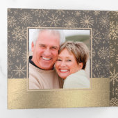 Mocha Gold Holiday Multi Photo Tri Fold Card Drieluik Aankondiging (Binnenzijde eerst)