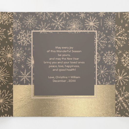Mocha Gold Holiday Multi Photo Tri Fold Card Drieluik Aankondiging (Binnenkant midden)