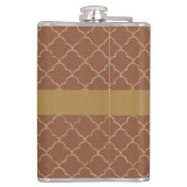 Mocha Gold Quatrefoil op maat gemaakt Heupfles (Achterkant)