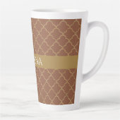 Mocha Gold Quatrefoil op maat gemaakt Latte Mok (Rechts)
