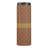Mocha Gold Quatrefoil op maat gemaakt Thermosbeker (Achterkant)