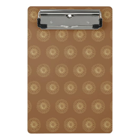 Mocha | Golden Zinnia Flower Medallions Mini Klembord (Voorkant)