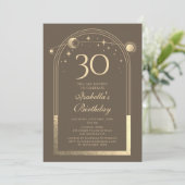 Mocha Goud Celestial 30e Verjaardagsfoto Kaart (Staand voorkant)