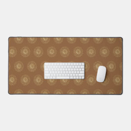 Mocha | Gouden Zinnia Bloem Medaillons Bureaumat
