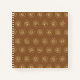 Mocha | Gouden Zinnia Bloem Medaillons Notitieboek