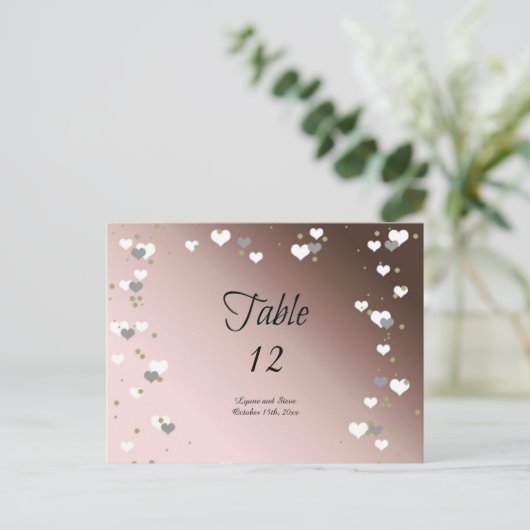 Mocha Hearts Table Seating Kaart (Staand voorkant)