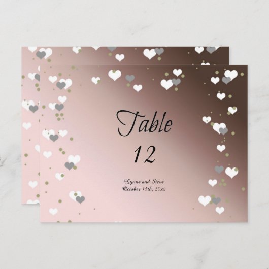 Mocha Hearts Table Seating Kaart (Voorkant / Achterkant)